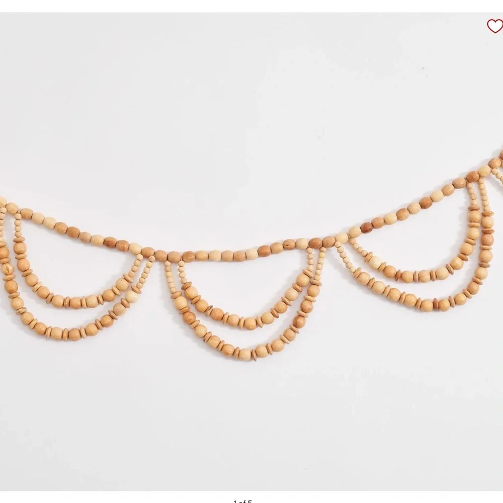Pottery Barn Wooden Garland 72” New With Tag